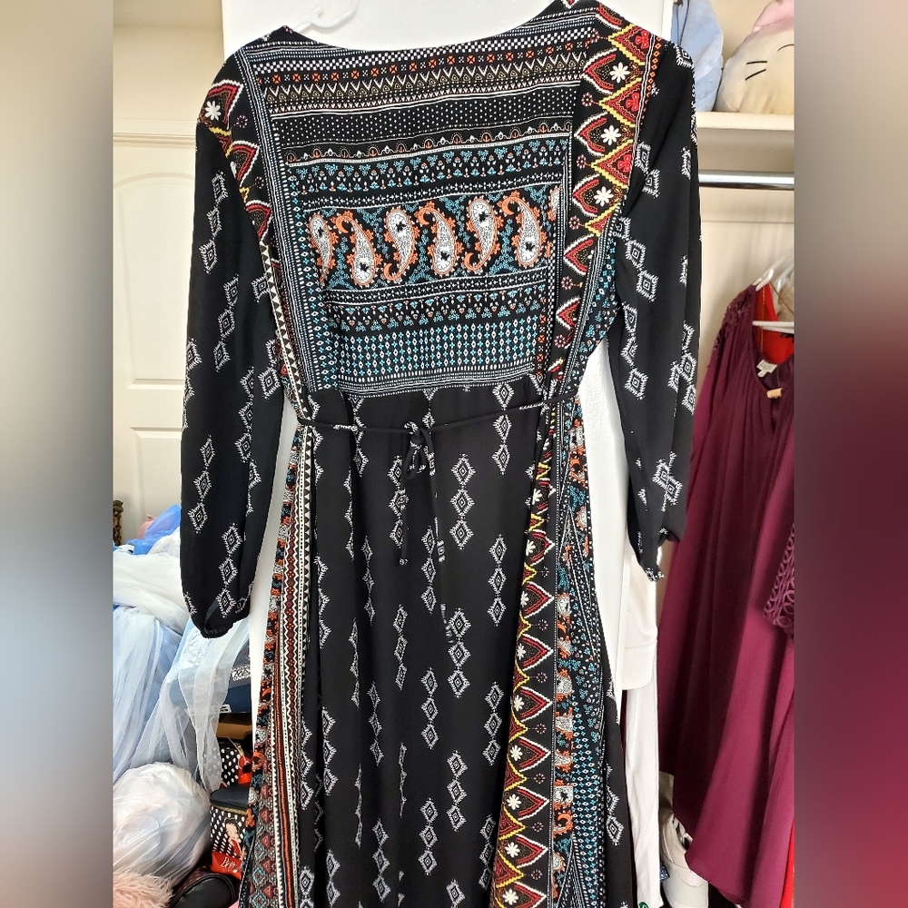 BLACK PATTERNED DRESS - Picture 4 of 4